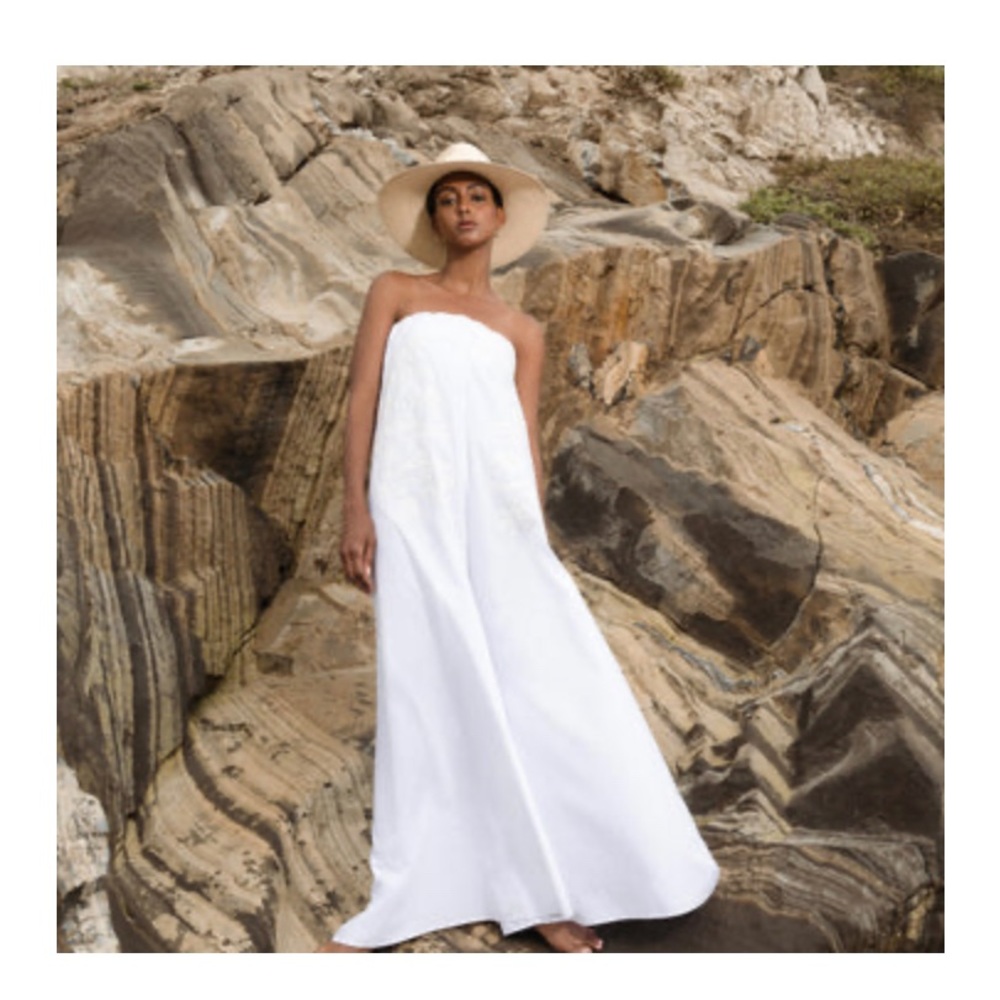 Calypso St. Barth Holly G Cotton jumpsuit White Embroidery Cotton $320 NWT